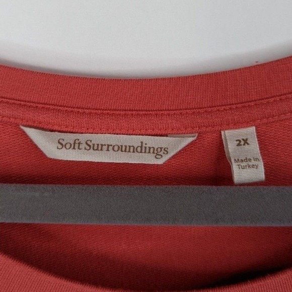 Soft Surroundings Womens 2X Coral Rayon Long Sleeve Scoop Neck Tunic Top Shirt - Picture 7 of 8